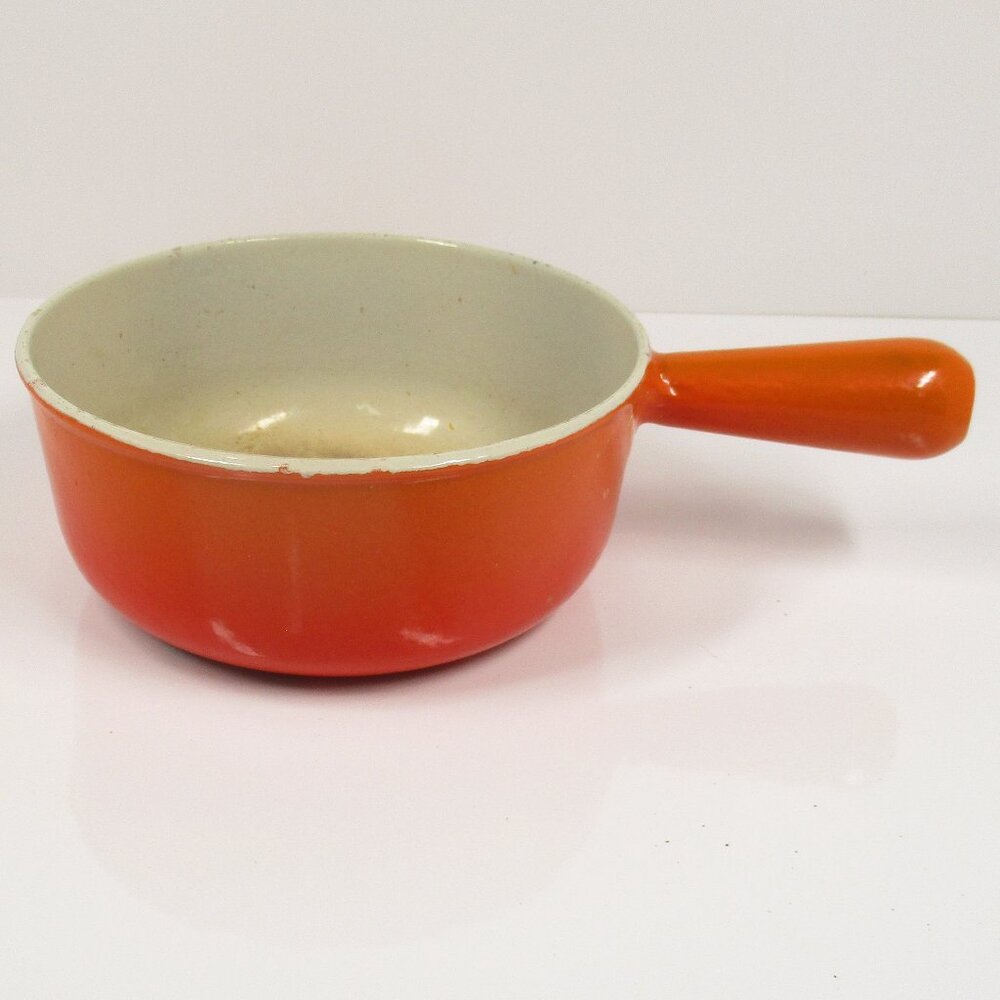 Vintage Le Creuset Cast Enamel Orange Pot Sauce Pan #18 NO Lid 7"